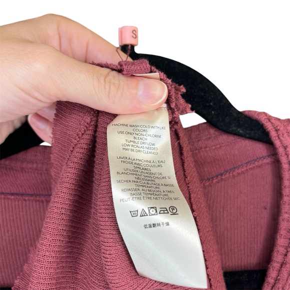 Free People Colby Long Sleeve Scoop Neck Maroon Thermal Raw Hem W/ Thumb Holes S - Picture 5 of 11